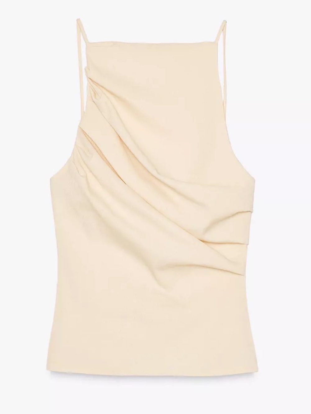 Zara Light Yellow Ruched Strappy Tank